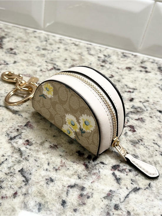 Coach Accessories - Coach Signature Daisy Print Crescent Pouch Bag Charm NWOT